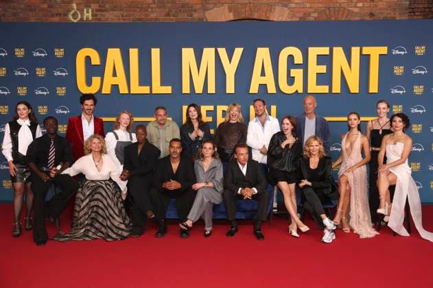 Seyneb Saleh, Benny O. Arthur, Vladimir Korneev, Gabrielle Scharnitzky, Dana Herfurth, Florence Kasumba, Moritz Bleibtreu, Michael Klammer, Iris Berben, Karin Hanczewski, Heike Makatsch, Lucas Gregorowicz, Frederick Lau, Emilia Schüle, Heiner Lauterbach, Veronica Ferres, Taynara Silva Wolf, Jana Klinge und Janina Elkin bei der Premiere der Disney+ Serie Call My Agent Berlin im Colosseum Kino. Berlin, 08.09.2025
