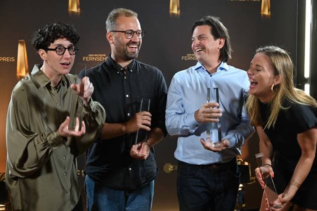 Andrea Andi PEK, Chistoph OTTO, Andreas Mann, Friederike HOHMUTH, Preistraeger Beste Montage Fiktion Verleihung des Deutschen Fernsehpreises, Die Nacht der Kreativen - Der Deutsche Fernsehpreis 2025, Deutscher Fernsehpreis 2025 in der Flora Koeln, am 09.09.2025.