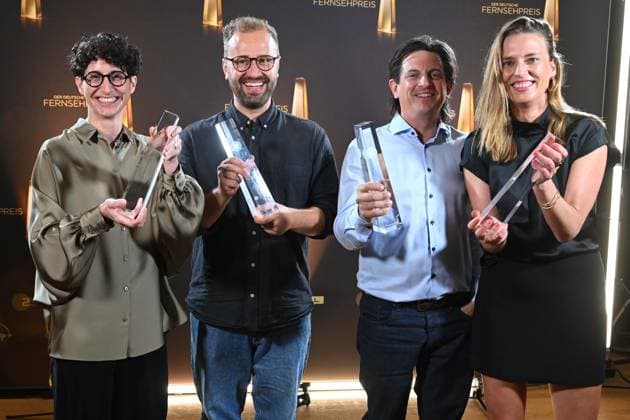 Andrea Andi PEK, Chistoph OTTO, Andreas Mann, Friederike HOHMUTH, Preistraeger Beste Montage Fiktion Verleihung des Deutschen Fernsehpreises, Die Nacht der Kreativen - Der Deutsche Fernsehpreis 2025, Deutscher Fernsehpreis 2025 in der Flora Koeln, am 09.09.2025.