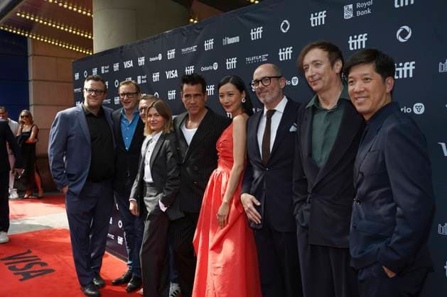 2025 Toronto International Film Festival - ˜Ballad of a Small Player™ Premiere (L-R) Mike Goodridge, Rowan Joffe, Colin Farrell, Fala Chen, Edward Berger and Volker Bertelmann attend the red carpet for the ˜Ballad of a Small Player™ premiere during the 2025 Toronto International Film Festival at The Princess of Wales Theatre. on September 9, 2025 in Toronto, Canada. (Photo by Leonardo Ramirez Eyepix Group) Copyright: xLeonardoxRamirez xEyepixxGroupx LR_09092025_169308