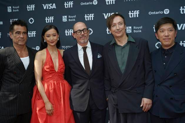 2025 Toronto International Film Festival - ˜Ballad of a Small Player™ Premiere (L-R) Colin Farrell, Fala Chen, Edward Berger, Volker Bertelmann and Dan Lin attend the red carpet for the ˜Ballad of a Small Player™ premiere during the 2025 Toronto International Film Festival at The Princess of Wales Theatre. on September 9, 2025 in Toronto, Canada. (Photo by Leonardo Ramirez Eyepix Group) Copyright: xLeonardoxRamirez xEyepixxGroupx LR_09092025_169311