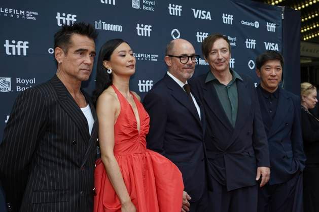 2025 Toronto International Film Festival - ˜Ballad of a Small Player™ Premiere (L-R) Colin Farrell, Fala Chen, Edward Berger, Volker Bertelmann and Dan Lin attend the red carpet for the ˜Ballad of a Small Player™ premiere during the 2025 Toronto International Film Festival at The Princess of Wales Theatre. on September 9, 2025 in Toronto, Canada. (Photo by Leonardo Ramirez Eyepix Group) Copyright: xLeonardoxRamirez xEyepixxGroupx LR_09092025_169314