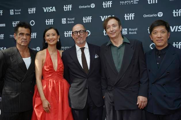 2025 Toronto International Film Festival - ˜Ballad of a Small Player™ Premiere (L-R) Colin Farrell, Fala Chen, Edward Berger, Volker Bertelmann and Dan Lin attend the red carpet for the ˜Ballad of a Small Player™ premiere during the 2025 Toronto International Film Festival at The Princess of Wales Theatre. on September 9, 2025 in Toronto, Canada. (Photo by Leonardo Ramirez Eyepix Group) Copyright: xLeonardoxRamirez xEyepixxGroupx LR_09092025_169312