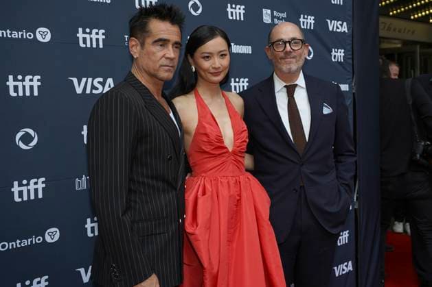 September 9, 2025, Toronto, Ontario, Canada: (L-R) Colin Farrell, Fala Chen and Edward Berger attend the red carpet for the Ã¢â‚¬ËœBallad of a Small PlayerÃ¢â‚¬â ¢ premiere during the 2025 Toronto International Film Festival at The Princess of Wales Theatre. on September 9, 2025 in Toronto, Canada. Toronto Canada - ZUMAe321 20250909_zea_e321_109 Copyright: xLeonardoxRamirezx