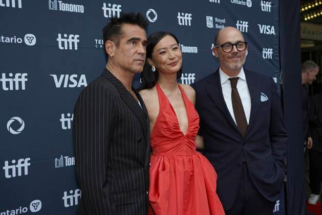 September 9, 2025, Toronto, Ontario, Canada: (L-R) Colin Farrell, Fala Chen and Edward Berger attend the red carpet for the Ã¢â‚¬ËœBallad of a Small PlayerÃ¢â‚¬â ¢ premiere during the 2025 Toronto International Film Festival at The Princess of Wales Theatre. on September 9, 2025 in Toronto, Canada. Toronto Canada - ZUMAe321 20250909_zea_e321_044 Copyright: xLeonardoxRamirezx