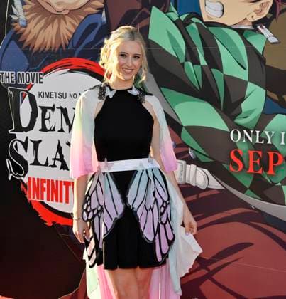 Cast member Erika Harlacher attends the premiere of the animated motion picture fantasy thriller Demon Slayer: Kimetsu no Yaibi Infinity Castle at the TCL Chinese Theatre in the Hollywood section of Los Angeles on Tuesday, September 9, 2025.  LAP2025090940 JIMxRUYMEN