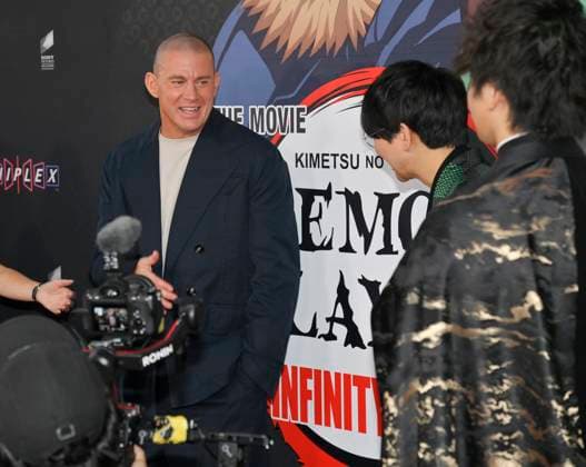 Cast members Channing Tatum, Natsuki Hanae and Aleks Le (L-R) attend the premiere of the animated motion picture fantasy thriller Demon Slayer: Kimetsu no Yaibi Infinity Castle at the TCL Chinese Theatre in the Hollywood section of Los Angeles on Tuesday, September 9, 2025.  LAP2025090926 JIMxRUYMEN