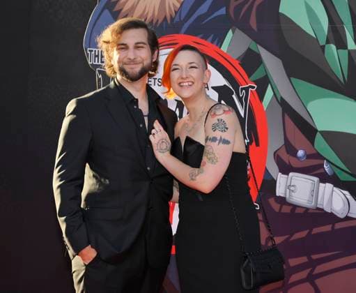 Cast Alejandro Saab (L) and Hayden Daviau attends the premiere of the animated motion picture fantasy thriller Demon Slayer: Kimetsu no Yaibi Infinity Castle at the TCL Chinese Theatre in the Hollywood section of Los Angeles on Tuesday, September 9, 2025.  LAP2025090937 JIMxRUYMEN