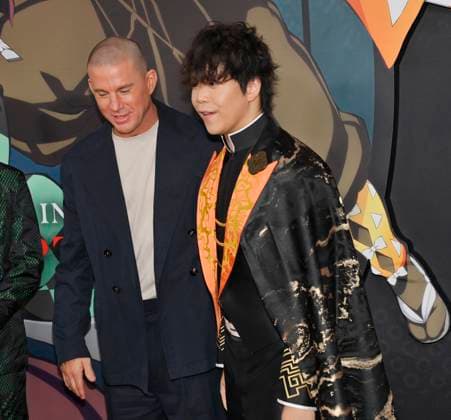 Cast members Channing Tatum and Aleks Le (R) attend the premiere of the animated motion picture fantasy thriller Demon Slayer: Kimetsu no Yaibi Infinity Castle at the TCL Chinese Theatre in the Hollywood section of Los Angeles on Tuesday, September 9, 2025.  LAP2025090999 JIMxRUYMEN
