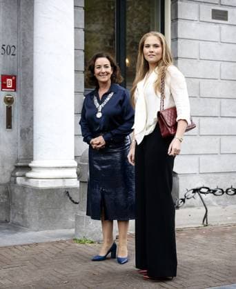 AMSTERDAM Princess Amalia arrives at the official residence of Mayor Femke Halsema for a meeting with the Amsterdam city council. She spoke with the mayor and aldermen and several other Amsterdam residents about developments in the city. ANP REMKO DE WAAL netherlands out - belgium out  Copyright: xx x535639699x originalFilename: 535639699.jpg