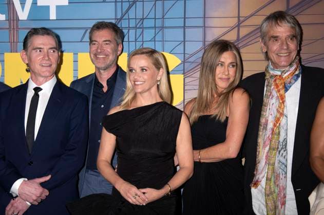 Billy Crudup, Mark Duplass, Reese Witherspoon, Jennifer Aniston und Jeremy Irons bei der Premiere der 4. Staffel der Apple TV+ Serie The Morning Show im Museum of Modern Art. New York, 09.09.2025