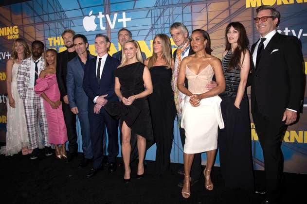 Hannah Leder, William Jackson Harper, Nicole Beharie, Boyd Holbrook, Nestor Carbonell, Billy Crudup, Mark Duplass, Reese Witherspoon, Jennifer Aniston, Jeremy Irons, Karen Pittman, Marion Cotillard und Jon Hamm bei der Premiere der 4. Staffel der Apple TV+ Serie The Morning Show im Museum of Modern Art. New York, 09.09.2025