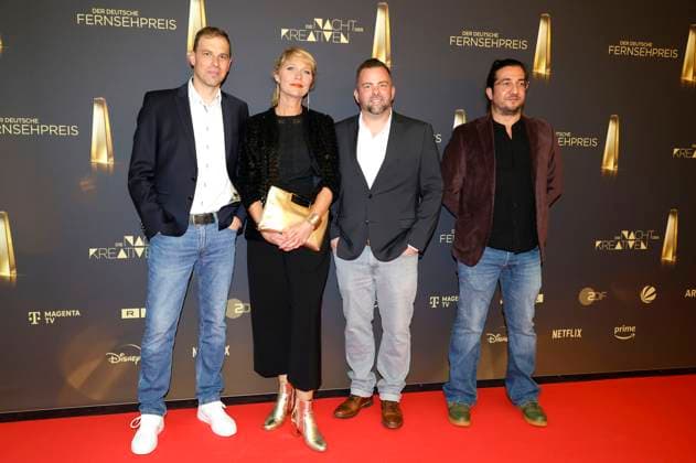Mathias Blank, Katrin Hampus, Gast und Arkin Atacan bei der Verleihung des Deutschen Fernsehpreises 2025 - Die Nacht der Kreativen in der Flora. Köln, 09.09.2025