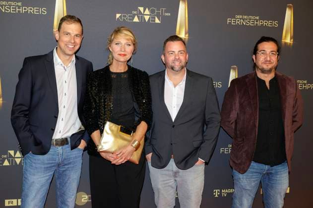 Mathias Blank, Katrin Hampus, Gast und Arkin Atacan bei der Verleihung des Deutschen Fernsehpreises 2025 - Die Nacht der Kreativen in der Flora. Köln, 09.09.2025