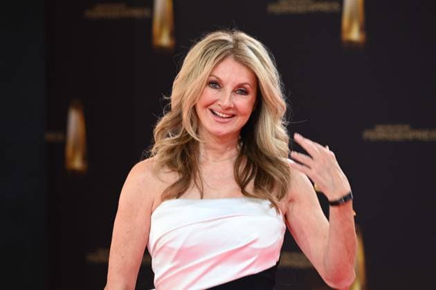 Frauke LUDOWIG, Moderatorin, Roter Teppich, Red Carpet Show, Ankunft, arrival, Verleihung des Deutschen Fernsehpreises, Der Deutsche Fernsehpreis 2025, Deutscher Fernsehpreis 2025 in den MMC Studios Koeln, am 10.09.2025.