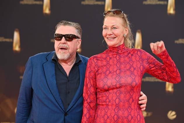 v.l. Armin ROHDE, Schauspieler, Karen BOEHNE, Schauspielerin, Roter Teppich, Red Carpet Show, Ankunft, arrival, Verleihung des Deutschen Fernsehpreises, Der Deutsche Fernsehpreis 2025, Deutscher Fernsehpreis 2025 in den MMC Studios Koeln, am 10.09.2025.