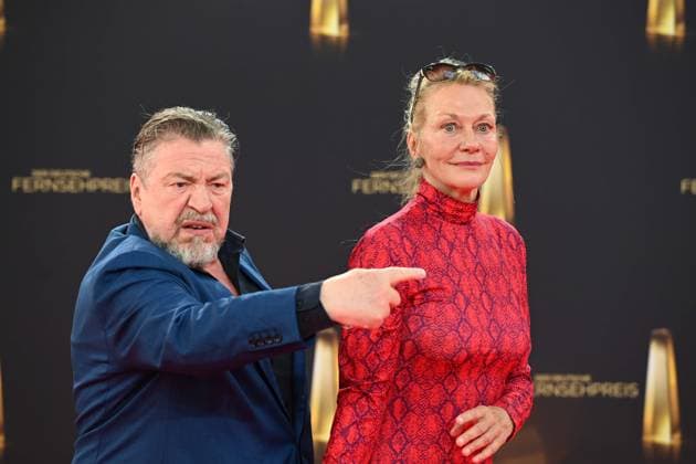 v.l. Armin ROHDE, Schauspieler, Karen BOEHNE, Schauspielerin, Roter Teppich, Red Carpet Show, Ankunft, arrival, Verleihung des Deutschen Fernsehpreises, Der Deutsche Fernsehpreis 2025, Deutscher Fernsehpreis 2025 in den MMC Studios Koeln, am 10.09.2025.