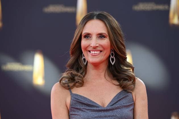 Roberta BIELING, Moderatorin, Roter Teppich, Red Carpet Show, Ankunft, arrival, Verleihung des Deutschen Fernsehpreises, Der Deutsche Fernsehpreis 2025, Deutscher Fernsehpreis 2025 in den MMC Studios Koeln, am 10.09.2025.