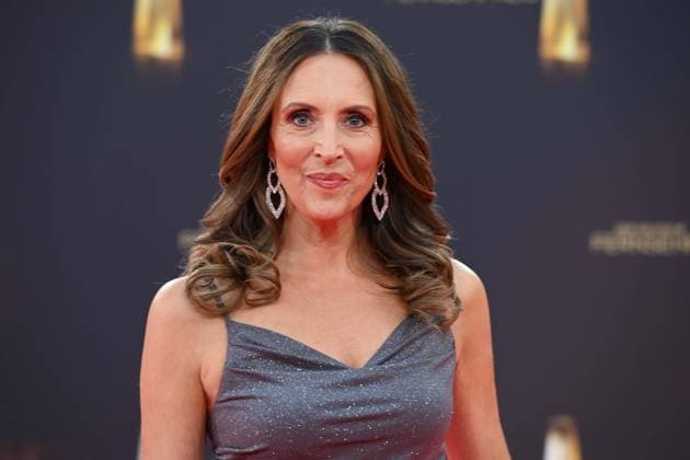 Roberta BIELING, Moderatorin, Roter Teppich, Red Carpet Show, Ankunft, arrival, Verleihung des Deutschen Fernsehpreises, Der Deutsche Fernsehpreis 2025, Deutscher Fernsehpreis 2025 in den MMC Studios Koeln, am 10.09.2025.
