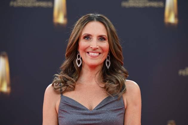 Roberta BIELING, Moderatorin, Roter Teppich, Red Carpet Show, Ankunft, arrival, Verleihung des Deutschen Fernsehpreises, Der Deutsche Fernsehpreis 2025, Deutscher Fernsehpreis 2025 in den MMC Studios Koeln, am 10.09.2025.