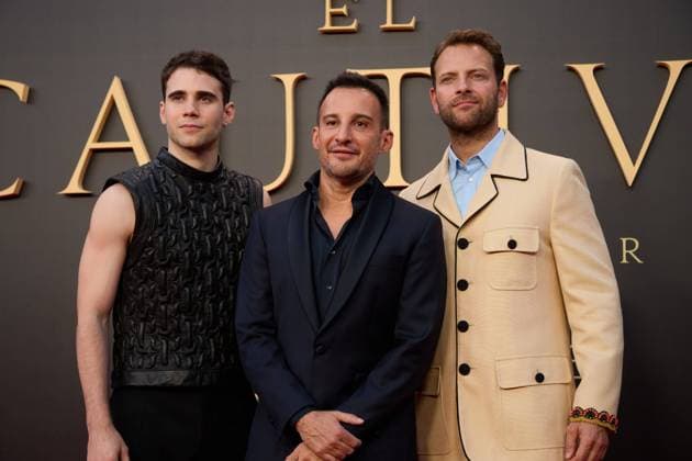 Julio Pena Fernandez, Alejandro Amenabar and Alessandro Borghi attends the premiere of the film El Cautivo directed by Alejandro Amenabar at Cine Callao in Madrid, Spain, on September 10, 2025. The movie, starring Julio Pena Fernandez, Alessandro Borghi, Miguel Rellan, Fernando Tejero, Luna Berroa, Luis Callejo, JosÃ Manuel Poga, Albert Salazar, Juanma Muniagurria, Jorge Asin, Mohamed Said and Walid Charaf, tells the story of Miguel de Cervantes™ captivity in Algiers in 1575. The film will be released in Spanish cinemas on September 12. Cordon Press  HazhardxEspinozaxVallejos
