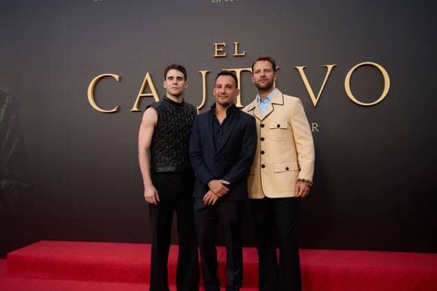 Julio Pena Fernandez, Alejandro Amenabar and Alessandro Borghi attends the premiere of the film El Cautivo directed by Alejandro Amenabar at Cine Callao in Madrid, Spain, on September 10, 2025. The movie, starring Julio Pena Fernandez, Alessandro Borghi, Miguel Rellan, Fernando Tejero, Luna Berroa, Luis Callejo, JosÃ Manuel Poga, Albert Salazar, Juanma Muniagurria, Jorge Asin, Mohamed Said and Walid Charaf, tells the story of Miguel de Cervantes™ captivity in Algiers in 1575. The film will be released in Spanish cinemas on September 12. Cordon Press  HazhardxEspinozaxVallejos