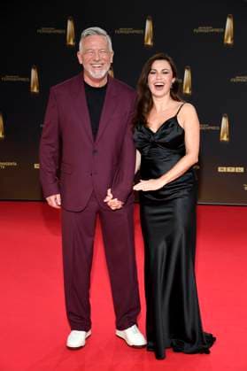 Otto Steiner und Natalia Avelon bei der Verleihung des Deutschen Fernsehpreises 2025 in den MMC Studios. Köln, 10.09.2025
