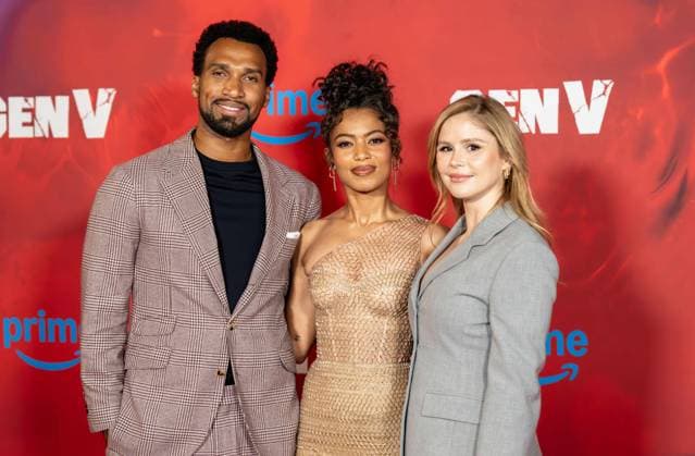September 10, 2025, West Hollywood, California, USA: Nathan Mitchell, Jaz Sinclair & Erin Moriarty arrive on the red carpet of Gen V season 2 premiere at Pacific Design Center 8687 Melrose Ave, West Hollywood, CA 90069 on September 10th, 2025 West Hollywood USA - ZUMAt169 20250910_zep_t169_030 Copyright: xConnorxTerryx