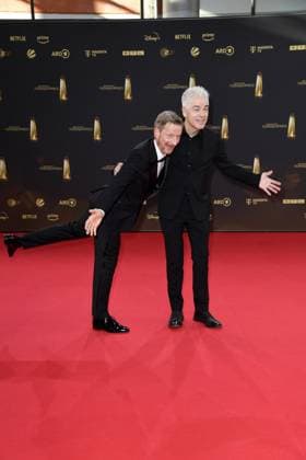 Michael Kessler und Michael Mittermeier bei der Ankunft zu der Verleihung des Deutschen Fernsehpreis in den MMC Studios in Koeln am 10.09.2025