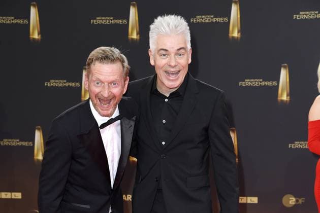 Michael Kessler und Michael Mittermeier bei der Ankunft zu der Verleihung des Deutschen Fernsehpreis in den MMC Studios in Koeln am 10.09.2025