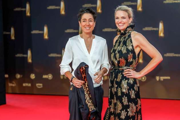 abb Dunja Hayali und Sarah Tacke ZDF zu Gast auf dem roten Teppich bei der Verleihung Der Deutsche Fernsehpreis 2025 in den MMC Studios am 0.09.2025 in Koeln NRW Deutschland