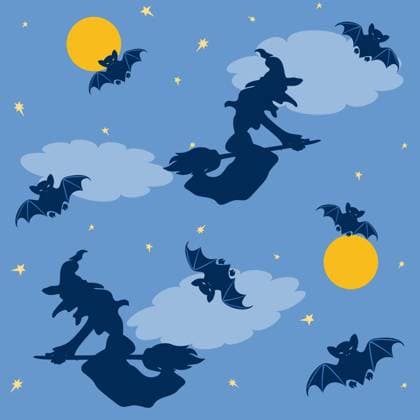 Witches And Bats Halloween Background Halloween seamless pattern with witches and bats Copyright: xeleinx