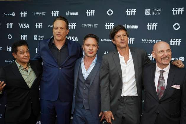 September 11, 2025, Toronto, Ontario, Canada: (L-R) Aaron Abeyt, Vince Vaughn, Nic Pizzolatto, Simon Rex and Paul Campanella attends the red carpet for the Ã¢â‚¬ËœEasy s WaltzÃ¢â‚¬â ¢ premiere during the 2025 Toronto International Film Festival at Roy Thomson Hall. on September 11, 2025 in Toronto, Canada. Toronto Canada - ZUMAe321 20250911_zea_e321_165 Copyright: xLeonardoxRamirezx