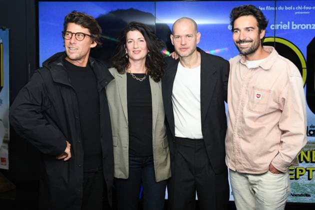 Oui Premiere Hugo Selignac, Judith Lou Levy, Nadav Lapid and Antoine Lafon attending the Oui Premiere at the UGC Cine Cite Les Halles in Paris, France on September 12, 2025. Photo by Aurore Marechal ABACAPRESS.COM Paris France  Copyright: xMarechalxAurore ABACAx