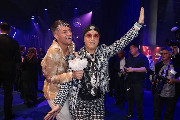 Marcell Damaschke und Julian F. M. Stoeckel bei der Aftershow Party bei der Verleihung von Die Goldene Henne am 12.09.2025 in Leipzig Goldene Henne 2025 Verleihung in Leipzig