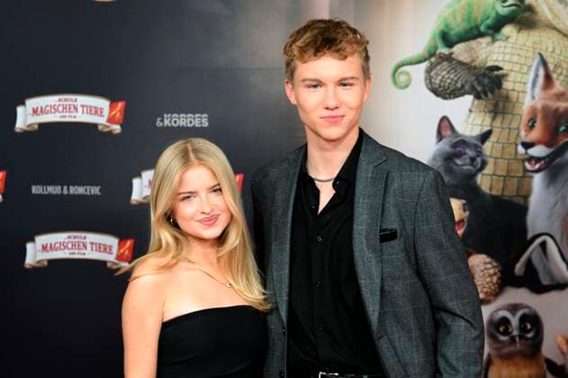 Emilia Pieske und Leonard Conrads bei der Premiere des Kinofilms Die Schule der magischen Tiere 4 im Mathäser Filmpalast. München, 12.09.2025