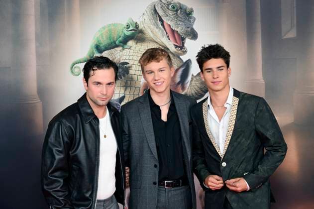 Samuel Schneider, Leonard Conrads und Loris Sichrovsky bei der Premiere des Kinofilms Die Schule der magischen Tiere 4 im Mathäser Filmpalast. München, 12.09.2025