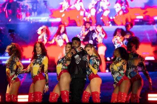 SaO PAULO, SP - 12.09.2025: THE TOWN 2025 - American singer, songwriter and dancer Jason Derulo performed this Friday (12) during the third day of The Town 2025 Festival, held at the Interlagos Racetrack in Sao Paulo (SP). Born in Miami, in the United States, Jason brought to the audience his greatest international hits, mixing pop, R&amp;B and electronic music. The performance featured impactful choreography, lighting and pyrotechnic effects, as well as his team of dancers and musicians who accompany him on world tours, providing a vibrant and energetic show. x2805717x  EmersonxSantos