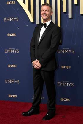 Mark Kinsella, nominee for Black Mirror, for Outstanding Limited or Anthology Series, on the red carpet before the 77th annual Primetime Emmy Awards at the Peacock Theater in Los Angeles on Sunday, September 14, 2025.  LAP2025091470734 JohnxMcCoy