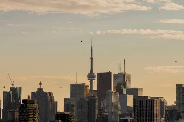 Toronto Skyline A view of the Toronto skyline from Riverdale Park East in Toronto, Ontario, on September 14, 2025. Toronto Ontario Canada Copyright: xPouriaxAfkhamix