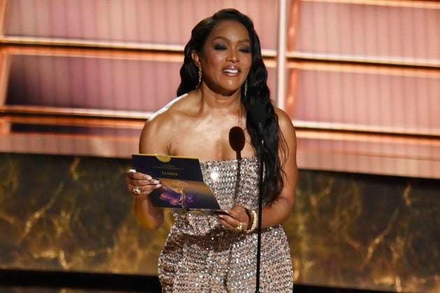 Angela Bassett speaks onstage at the 77th annual Primetime Emmy Awards at the Peacock Theater in Los Angeles on Sunday, September 14, 2025.  LAP202509142038 JIMxRUYMEN