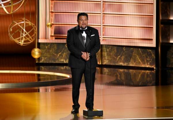 Cris Abrego, Chairman of the Television Academy, speaks onstage at the 77th annual Primetime Emmy Awards at the Peacock Theater in Los Angeles on Sunday, September 14, 2025.  LAP202509142224 JIMxRUYMEN