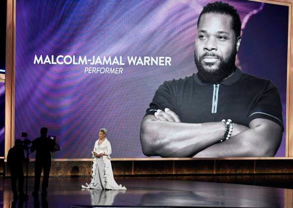 A memorial takes place onstage at the 77th annual Primetime Emmy Awards at the Peacock Theater in Los Angeles on Sunday, September 14, 2025.  LAP202509143039 JIMxRUYMEN