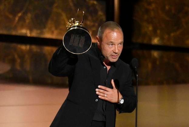 Stephen Graham accepts the Outstanding Lead Actor in a Limited or Anthology Series or Movie award for Adolescence onstage at the 77th annual Primetime Emmy Awards at the Peacock Theater in Los Angeles on Sunday, September 14, 2025.  LAP2025091430503 JIMxRUYMEN