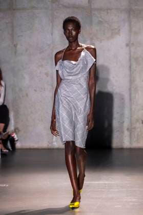 Bach Mai - Runway - Spring 2026, New York Fashion Week, USA - 14 Sep 2025 A model walks the runway for the Bach Mai fashion show during the Spring 2026 New York Fashion Week at Genesis House in New York City. New York United States Copyright: xRonxAdarx xSOPAxImagesx _radar_mai_20250914_21001