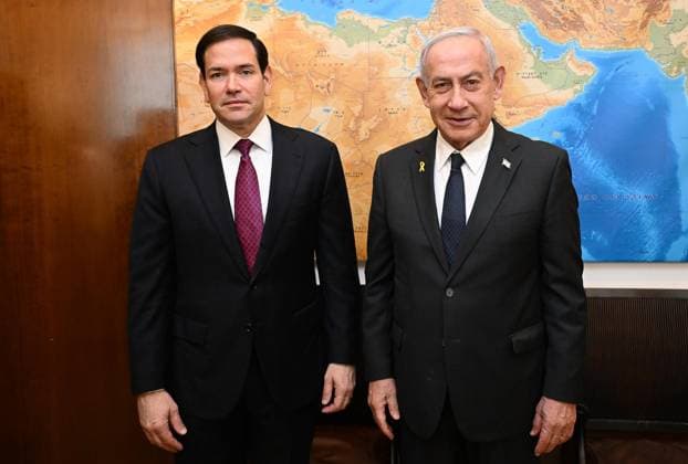 September 15, 2025, Jerusalem, Israel: Israeli Prime Minister BENJAMIN NETANYAHU hosts US Secretary of State MARCO RUBIO at the Prime Minister s Office in Jerusalem. Jerusalem Israel - ZUMAi99_ 20250915_zip_i99_004 Copyright: xHaimxZach IsraelxGpox