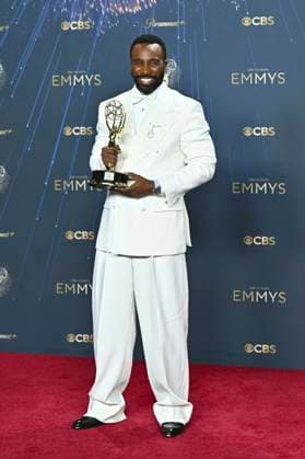 Tramell Tillman mit dem Emmy für den besten Nebendarsteller in der Drama-Serie Severance beim Preisträger-Photocall der 77. Primetime Emmy Awards 2025 im Peacock Theater. Los Angeles, 14.09.2025