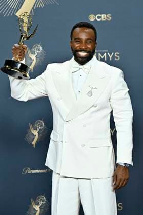 Tramell Tillman mit dem Emmy für den besten Nebendarsteller in der Drama-Serie Severance beim Preisträger-Photocall der 77. Primetime Emmy Awards 2025 im Peacock Theater. Los Angeles, 14.09.2025