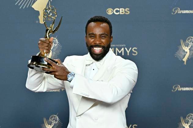 Tramell Tillman mit dem Emmy für den besten Nebendarsteller in der Drama-Serie Severance beim Preisträger-Photocall der 77. Primetime Emmy Awards 2025 im Peacock Theater. Los Angeles, 14.09.2025