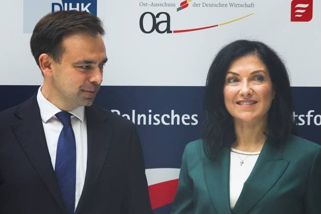 3rd German-Polish Economic Forum Katharina Reiche from the Federal Ministry for Economic Affairs and Energy and Polish Minister of Finance and Economy Andrzej Domanski speak during the opening of the German Economy at the 3rd German-Polish Economic Forum in Berlin, Germany, on September 15, at 1 p.m. Berlin Germany  Copyright: xChristianxMarquardtx originalFilename: marquardt-3germanp250915_npwma.jpg